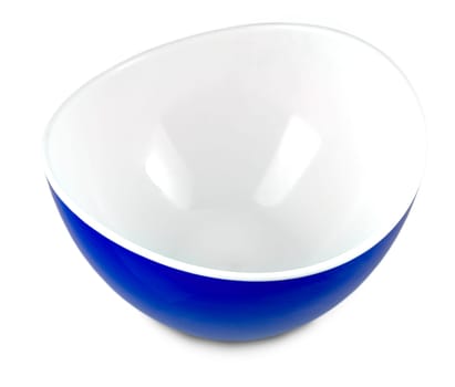 The close up blue plate on white background