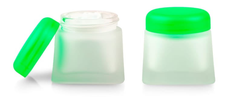 The jar of cream isolated on white, with clipping path