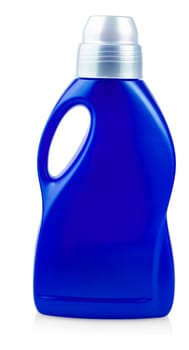 Blue plastic bottle isolated on white background