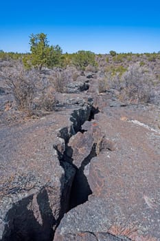 Major Fissure in a Lava Field in El Malpais National Monument in New Mexico
