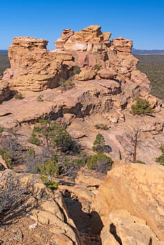 Sandstone Rock Formation Over the Lava Fields in El Malpais National Monument in New Mexico