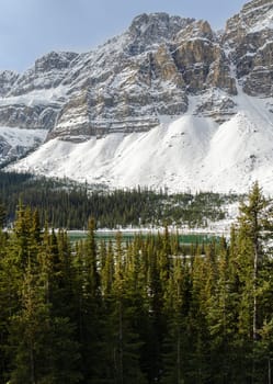 Crowfoot Glacier of Canadian Rockies in winter in Banff National Park, Alberta, Canada