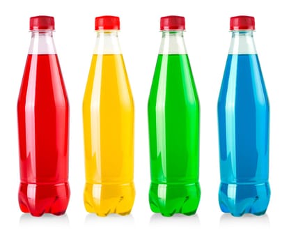 The Set of Plastic bottle with red lemonade isolated on white background