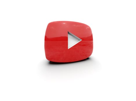 Youtube Play Button Sign Video Icon Logo, Online Broadcasting Service Symbol, Social Media Sign, Youtube Video Streaming Mobile App, Video-Sharing Site Upload, View and Share Videos, 3d Illustration