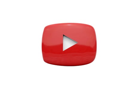 Youtube Play Button Sign Video Icon Logo, Online Broadcasting Service Symbol, Social Media Sign, Youtube Video Streaming Mobile App, Video-Sharing Site Upload, View and Share Videos, 3d Illustration
