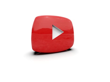 Youtube Play Button Sign Video Icon Logo, Online Broadcasting Service Symbol, Social Media Sign, Youtube Video Streaming Mobile App, Video-Sharing Site Upload, View and Share Videos, 3d Illustration