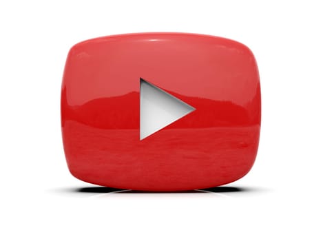 Youtube Play Button Sign Video Icon Logo, Online Broadcasting Service Symbol, Social Media Sign, Youtube Video Streaming Mobile App, Video-Sharing Site Upload, View and Share Videos, 3d Illustration