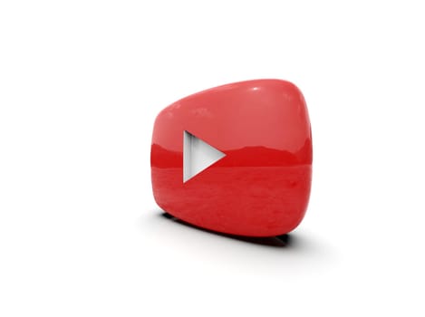 Youtube Play Button Sign Video Icon Logo, Online Broadcasting Service Symbol, Social Media Sign, Youtube Video Streaming Mobile App, Video-Sharing Site Upload, View and Share Videos, 3d Illustration