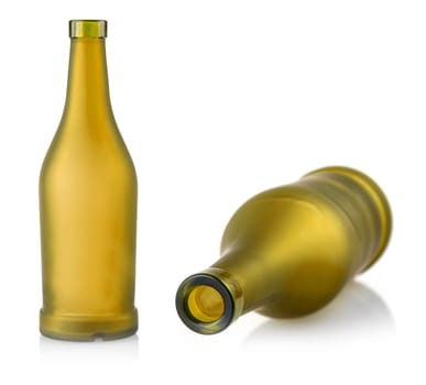 The empty brown glass bottle isolated on white background
