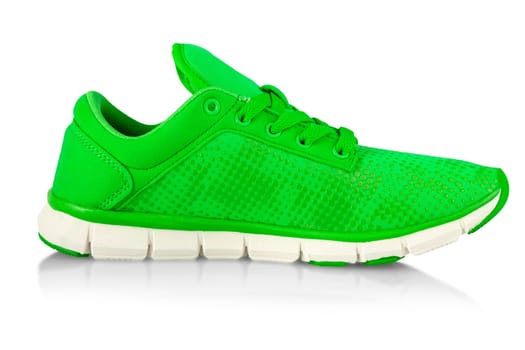 The green fashions women sneakers isolated on white