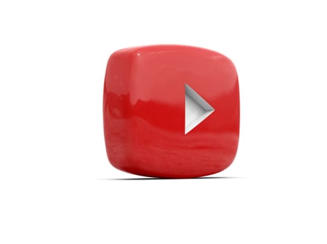 Youtube Play Button Sign Video Icon Logo, Online Broadcasting Service Symbol, Social Media Sign, Youtube Video Streaming Mobile App, Video-Sharing Site Upload, View and Share Videos, 3d Illustration