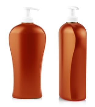 The Plastic Clean Red Bottle With Dispenser On White