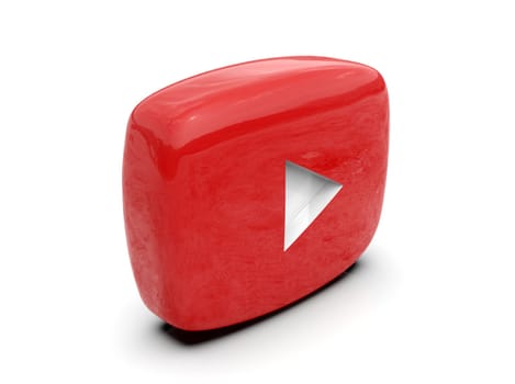 Youtube Play Button Sign Video Icon Logo, Online Broadcasting Service Symbol, Social Media Sign, Youtube Video Streaming Mobile App, Video-Sharing Site Upload, View and Share Videos, 3d Illustration