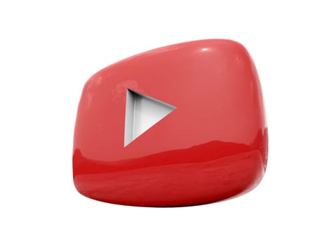 Youtube Play Button Sign Video Icon Logo, Online Broadcasting Service Symbol, Social Media Sign, Youtube Video Streaming Mobile App, Video-Sharing Site Upload, View and Share Videos, 3d Illustration