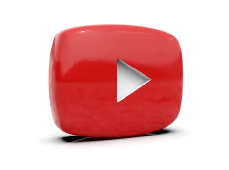 Youtube Play Button Sign Video Icon Logo, Online Broadcasting Service Symbol, Social Media Sign, Youtube Video Streaming Mobile App, Video-Sharing Site Upload, View and Share Videos, 3d Illustration