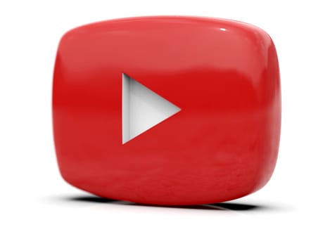 Youtube Play Button Sign Video Icon Logo, Online Broadcasting Service Symbol, Social Media Sign, Youtube Video Streaming Mobile App, Video-Sharing Site Upload, View and Share Videos, 3d Illustration