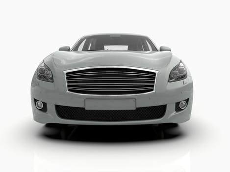Generic and Brandless Car Isolated on White 3d Illustration, Contemporary Sedan Studio, Dealership Automobile Industry, Auto Transport, Infographics Automotive Background, City Vehicle Template