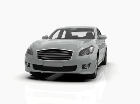 Generic and Brandless Car Isolated on White 3d Illustration, Contemporary Sedan Studio, Dealership Automobile Industry, Auto Transport, Infographics Automotive Background, City Vehicle Template