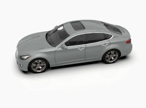 Generic and Brandless Car Isolated on White 3d Illustration, Contemporary Sedan Studio, Dealership Automobile Industry, Auto Transport, Infographics Automotive Background, City Vehicle Template