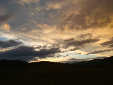 A beautiful sunset in the small bor tract. Khakassia, russia. Small Bor tract, Hakkasia. Forests and meadows Khakassia