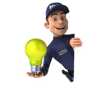 Fun 3D illustration of a cartoon Police Officer