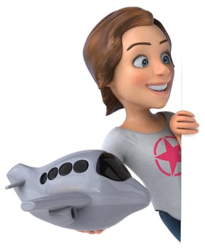 Fun 3D illustration of a cartoon teenage girl