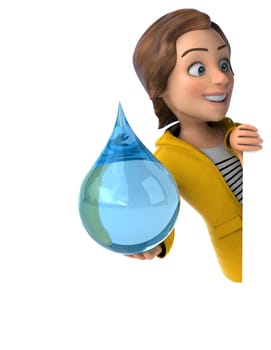 Fun 3D illustration of a cartoon teenage girl