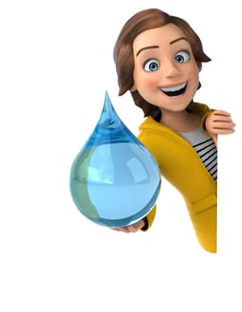 Fun 3D illustration of a cartoon teenage girl