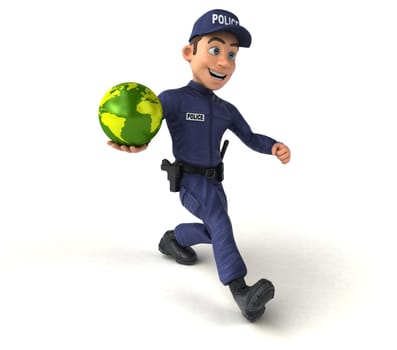 Fun 3D illustration of a cartoon Police Officer