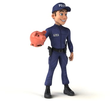 Fun 3D illustration of a cartoon Police Officer