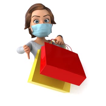 Fun 3D illustration of a cartoon teenage girl