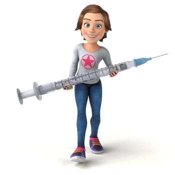 Fun 3D illustration of a cartoon teenage girl