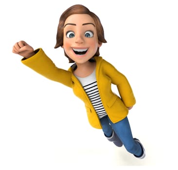 Fun 3D Illustration of a cartoon teenage girl with rain gear