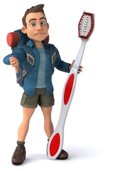 Fun illustration of a 3D cartoon backpacker