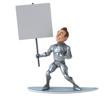 Fun 3D cartoon knight surfing