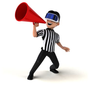 Fun 3D Illustration of a referee with a VR Helmet