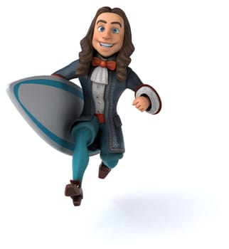 3D Illustration of a cartoon man in historical baroque costume
