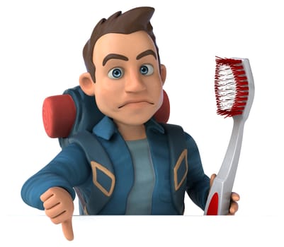 Fun illustration of a 3D cartoon backpacker