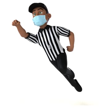 Fun 3D illustration of a black referee with a mask