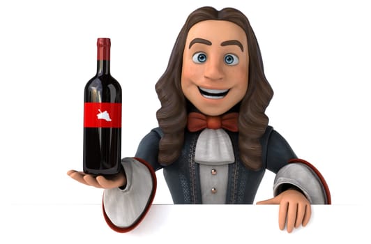 3D Illustration of a cartoon man in historical baroque costume