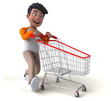 Fun 3D cartoon Asian teenager .