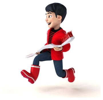 Fun 3D cartoon teenage boy with a toothbrush