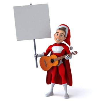 Fun 3D illustration of a fun super santa claus