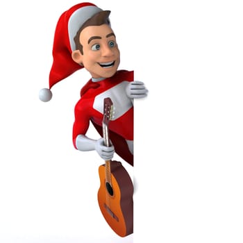 Fun 3D illustration of a fun super santa claus