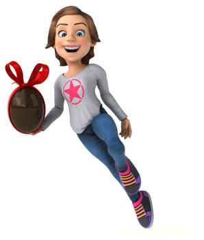 Fun 3D illustration of a cartoon teenage girl