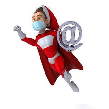 Fun 3D illustration of a cartoon Santa Claus with a mask