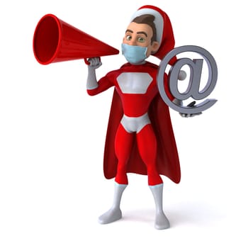 Fun 3D illustration of a cartoon Santa Claus with a mask