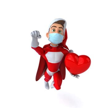 Fun 3D illustration of a cartoon Santa Claus with a mask