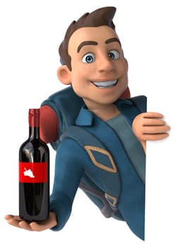Fun illustration of a 3D cartoon backpacker