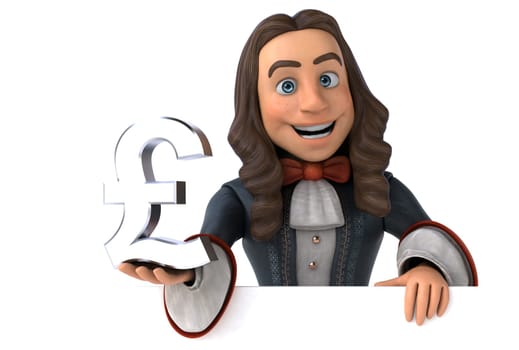 3D Illustration of a cartoon man in historical baroque costume